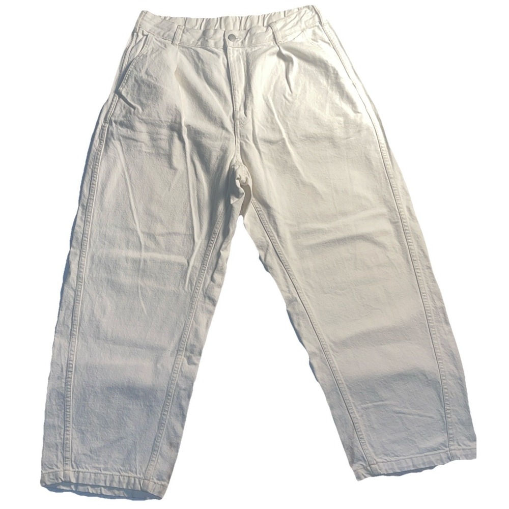 GU Jeans Womens Beige Wide Leg Pleated Trousers Denim Size Large